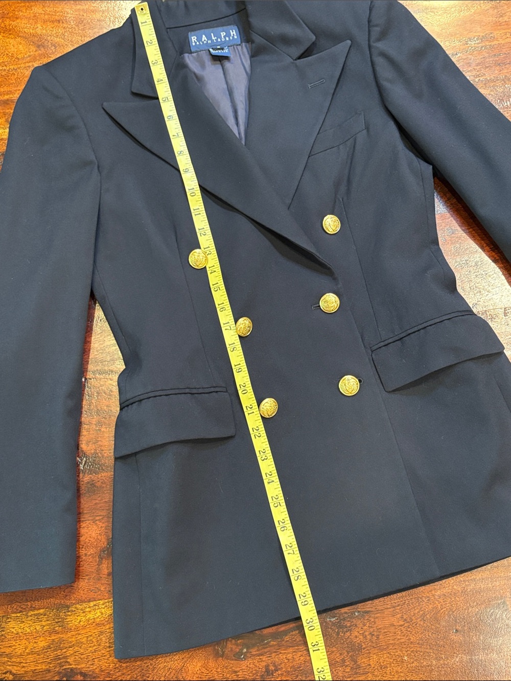 Vintage RALPH Ralph Lauren Navy Double-Breasted Blazer with Gold Buttons size 6 - Picture 12 of 15